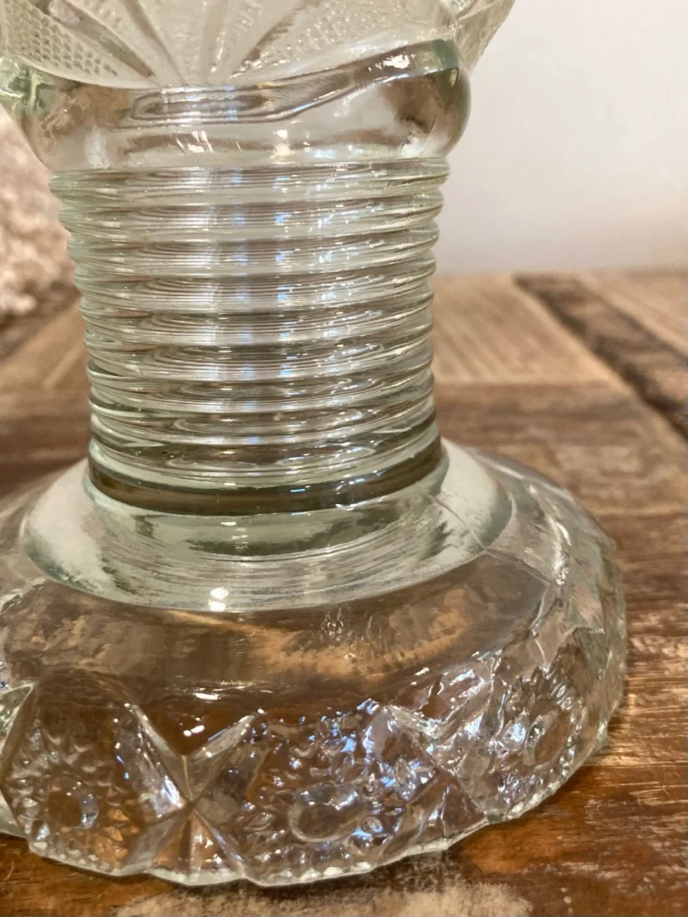 Mismatched Glass Punch Bowl and Base Flowers Pattern